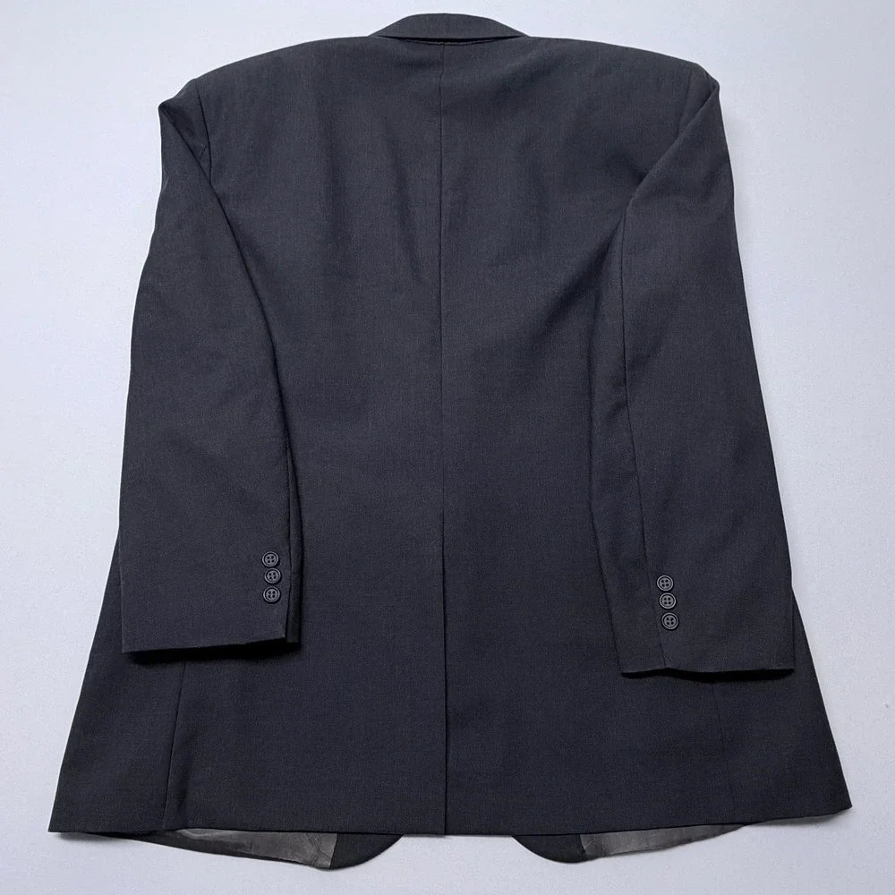 John Clarendon Mens 44R Blazer Charcoal Gray Two Button Sport Coat Made in USA